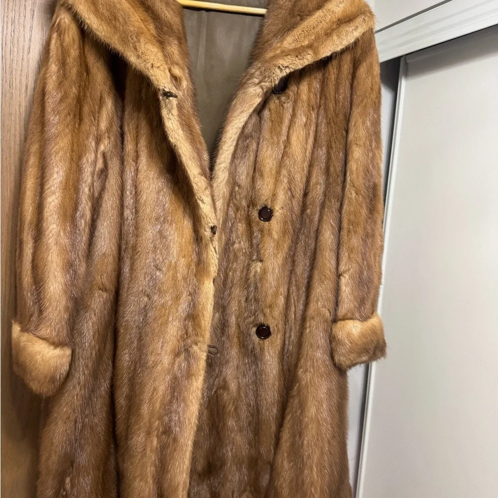 Custom made Mink Fur coat ladies Size 12-14 Jacket with Plush Fur Collar - Picture 2 of 16